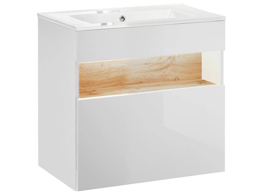 Kúpeľňová závesná skrinka pod umývadlo HAVANA biela 60 cm s LED osvetlením