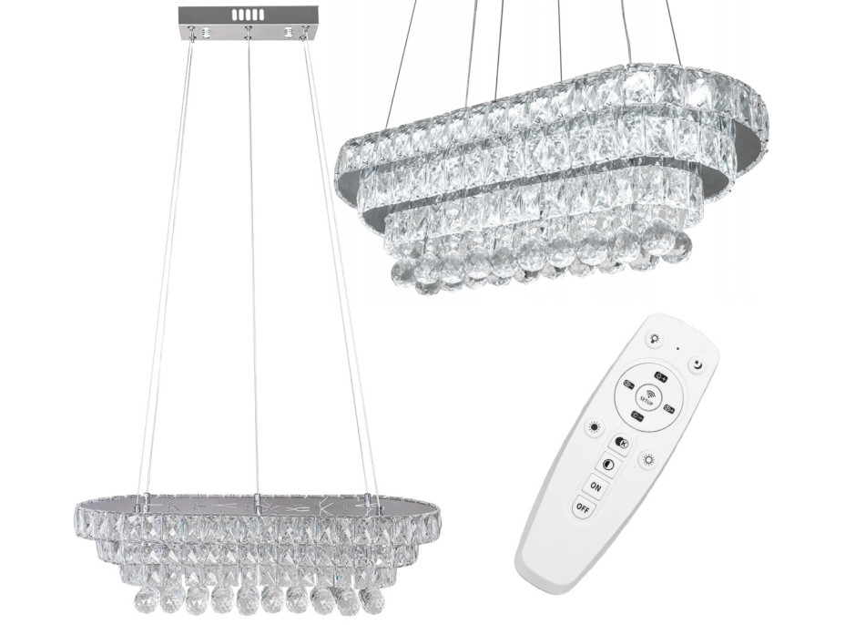 Stropné LED krištáľové svietidlo PLATON longer - 102W - s ovládačom