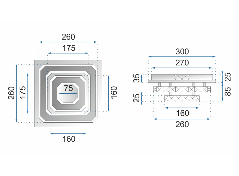 Stropné LED krištáľové svietidlo PLATON double square - 24W