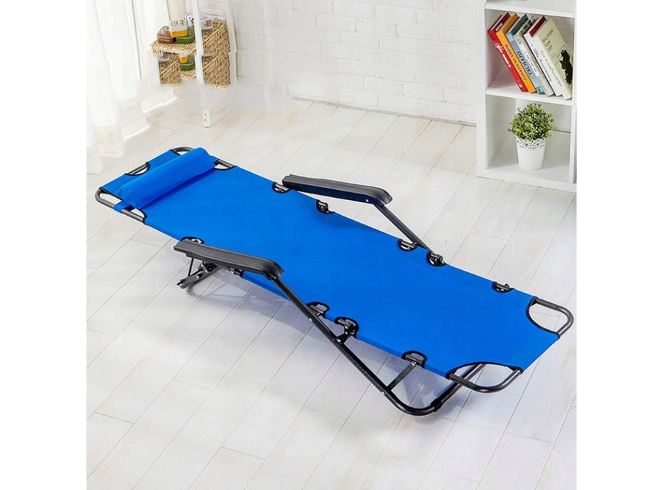 Záhradné rozkladacie lehátko GRAVI modré s vankúšikom