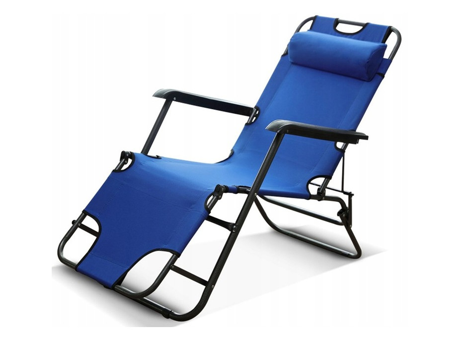 Záhradné rozkladacie lehátko GRAVI modré s vankúšikom