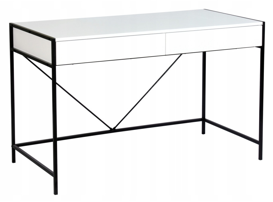 Písací stôl INDUSTRIAL so zásuvkami - biely / čierny