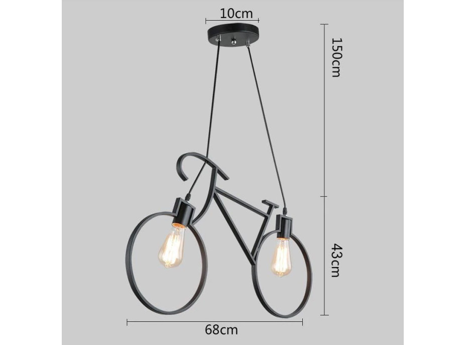 Stropné svietidlo BICYCLE - v tvare bicykla - 68x43 cm