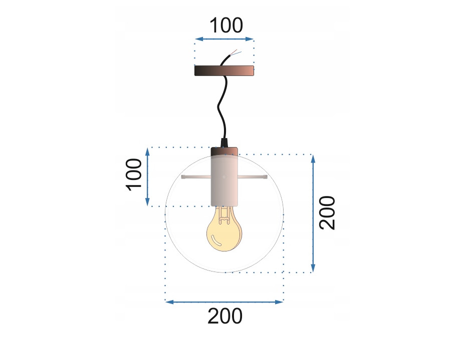 Stropné svietidlo Lassa čierne - kov / sklo - 20 cm