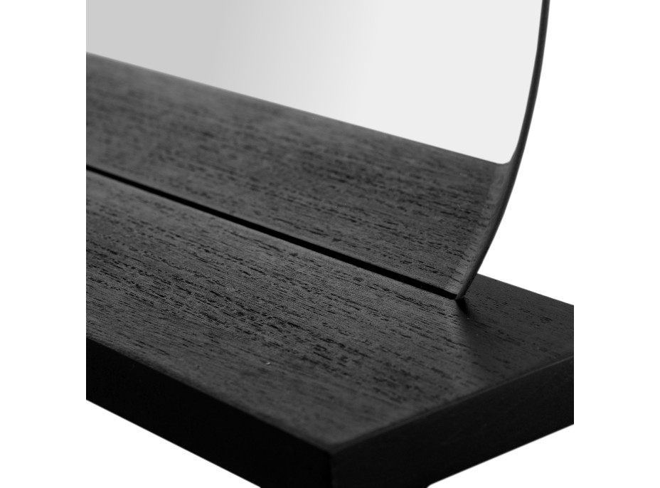 Oválne zrkadlo LOFT 35x30 cm s čiernou policou 45 cm