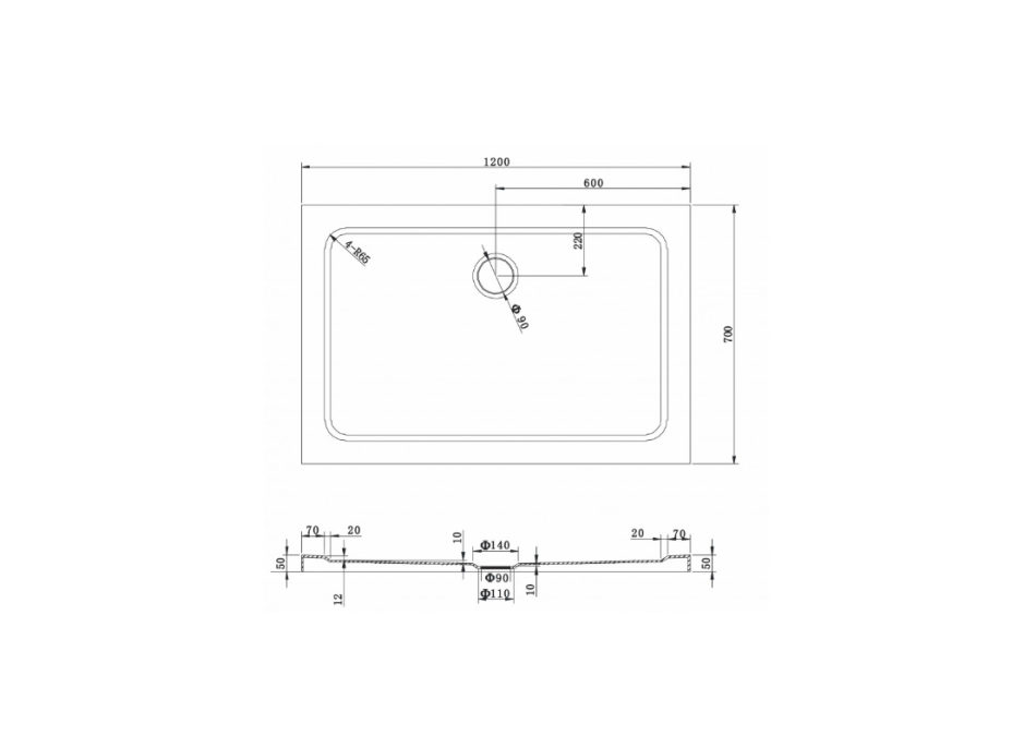 Sprchová vanička maxmax MEXEN SLIM 70x120 cm, 40107012