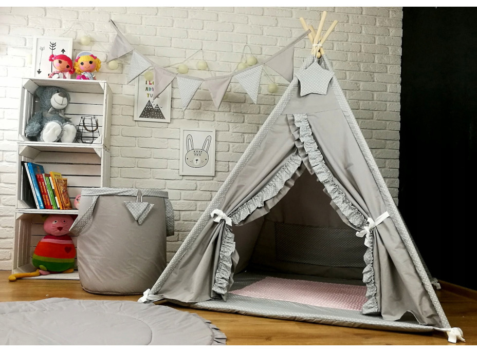 Detský stan TEEPEE (TÍPÍ) LUXURY s doplnkami - RUŽOVÁ ZOO