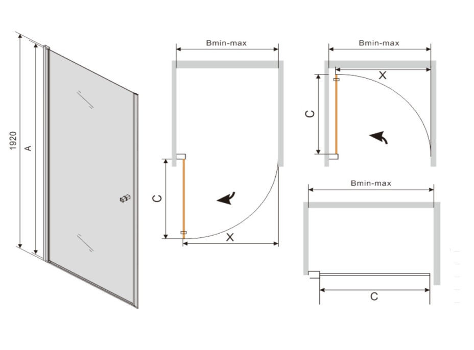 Sprchové dvere MAXMAX PRETORIA 90 cm