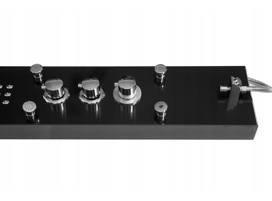 Sprchový panel CASCADA 5v1 - s termostatom a výtokom do vane - čierny matný