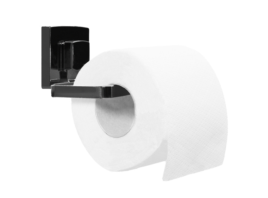 Držiak toaletného papiera - kovový - čierny - s vákuovým uchytením