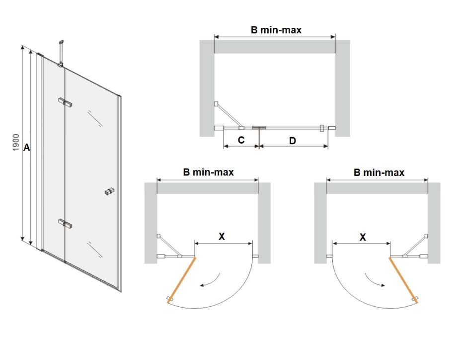 Sprchové dvere maxmax ROMA 100 cm - grafitové sklo