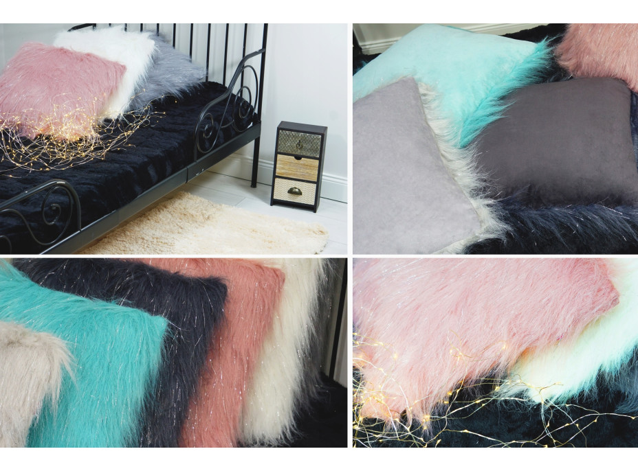 Vankúš LUX 45x45 cm s dlhým vlasom - ružový