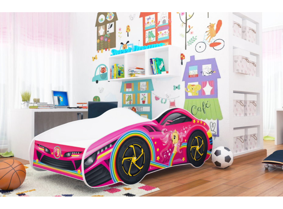 Detská posteľ auto WILL 140x70 cm - ružová (10)
