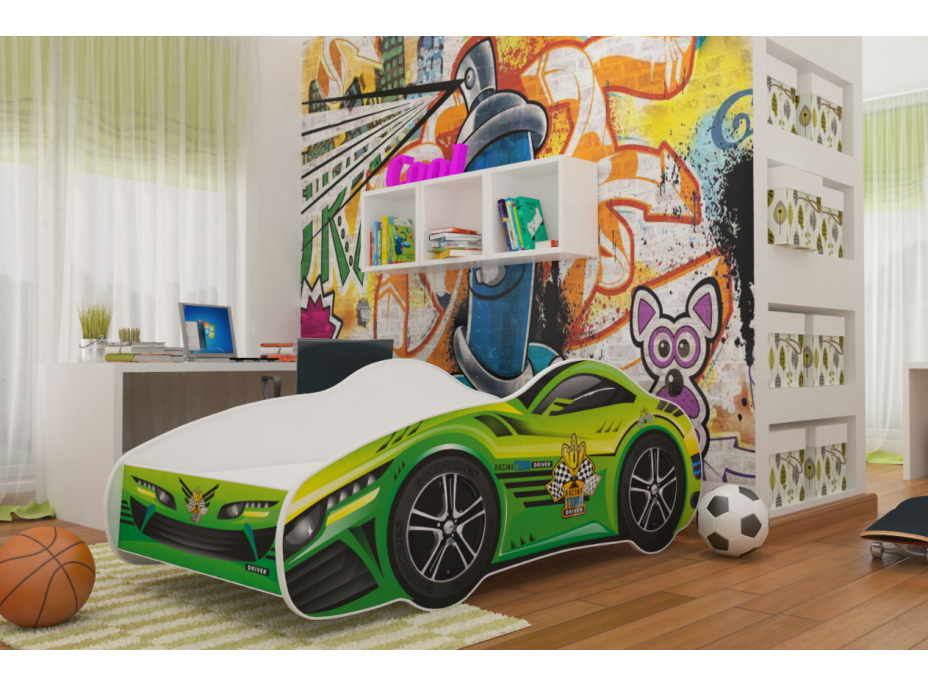 Detská posteľ auto SAM 140x70 cm - zelená (13)
