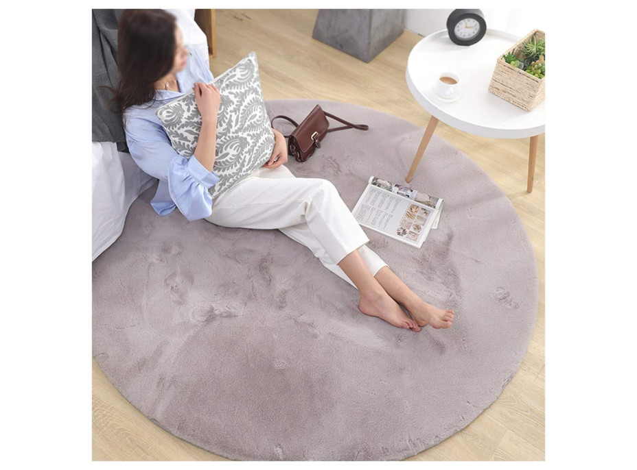 Okrúhly koberec RABBIT - 100 cm - tmavo šedý - imitácia králičie kožušiny