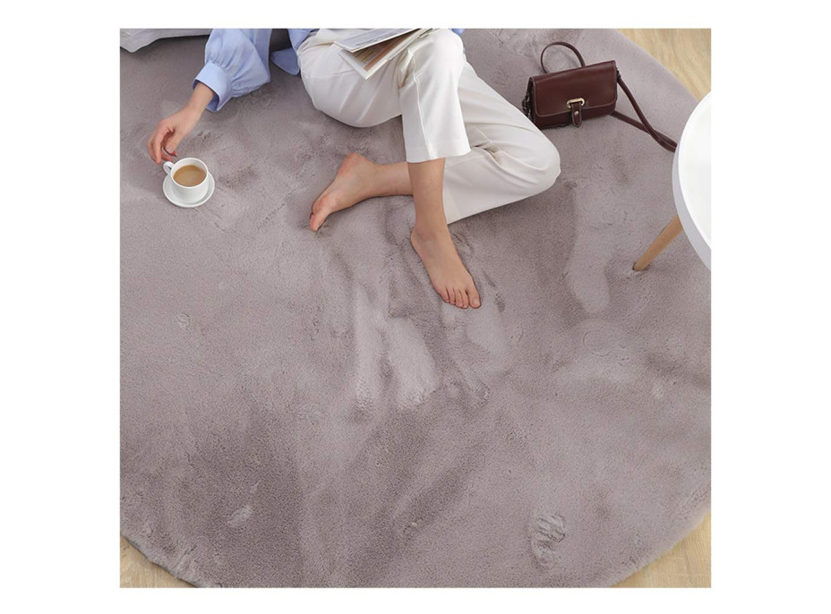 Okrúhly koberec RABBIT - 100 cm - tmavo šedý - imitácia králičie kožušiny