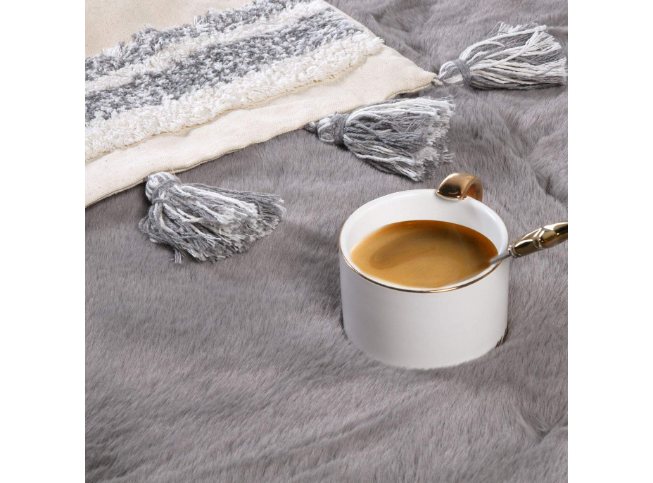 Okrúhly koberec RABBIT - 100 cm - tmavo šedý - imitácia králičie kožušiny