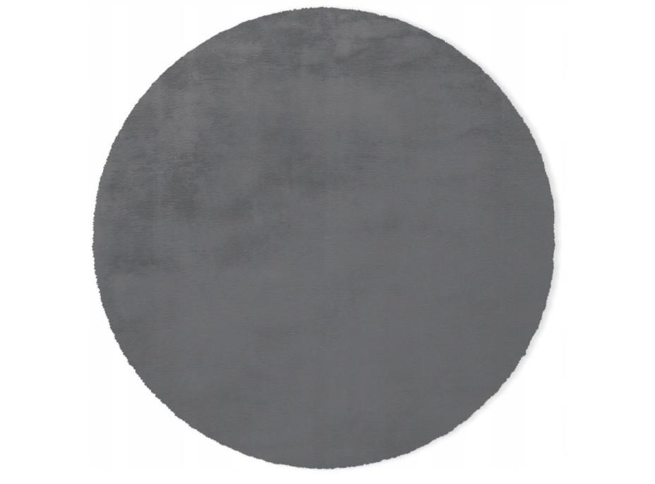 Okrúhly koberec RABBIT - 100 cm - tmavo šedý - imitácia králičie kožušiny