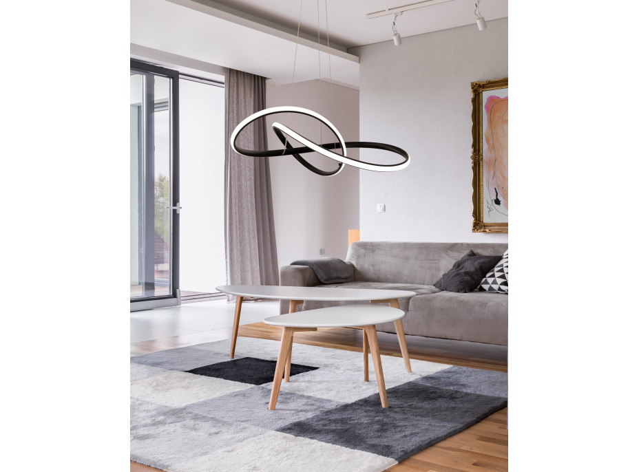 Stropné LED svietidlo RING 50W - čierne + ovládač - 52x52 cm