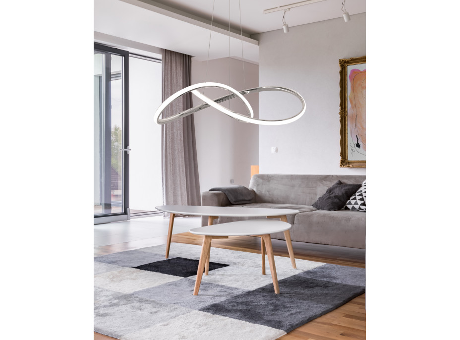 Stropné LED svietidlo RING 50W - strieborné + ovládač - 52x52 cm