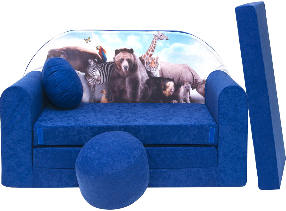 Detská pohovka Super ZOO - modrá