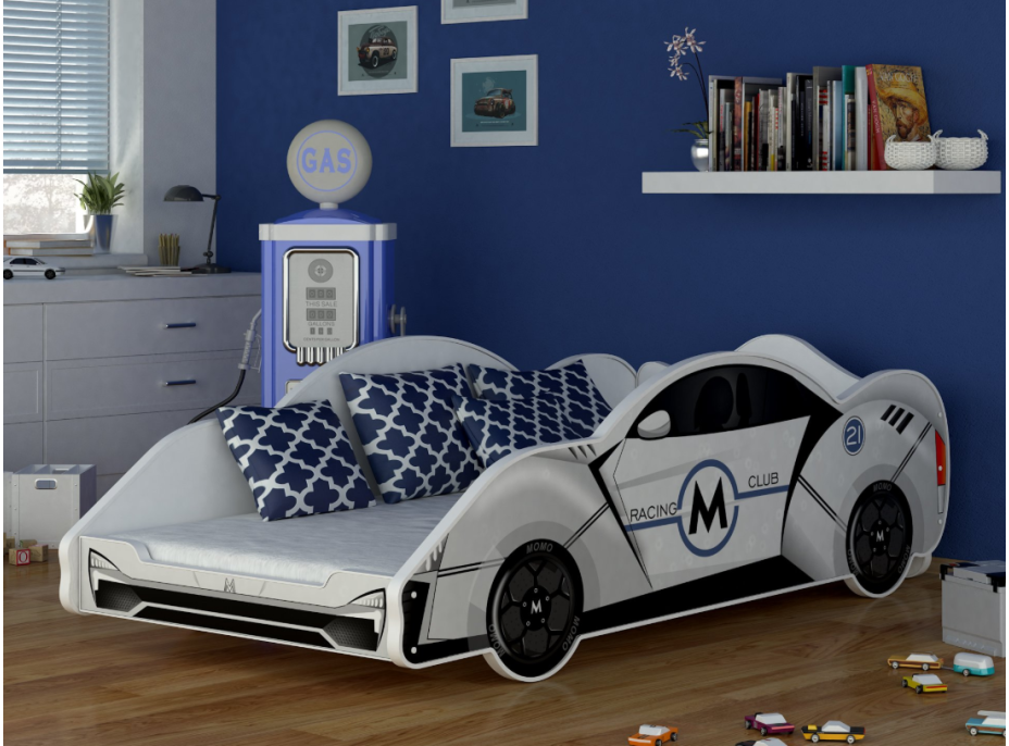 Detská posteľ auto BRADLEY 180x90 cm - biela (11)