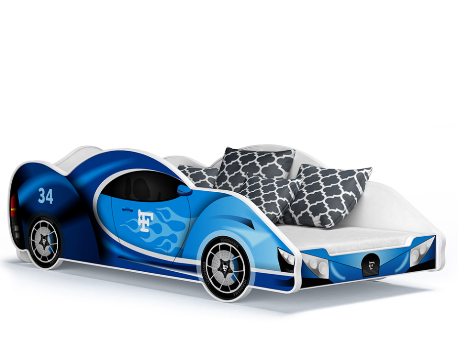Detská posteľ auto STUART 180x90 cm - modrá (15)