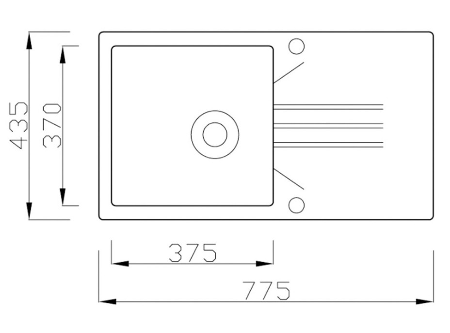 Kuchynský žulový drez EVA - 77,5 x 43,5 cm - šedý