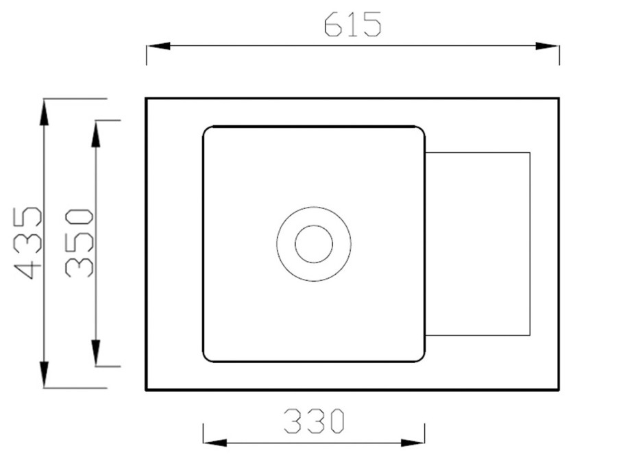 Kuchynský žulový drez MATE - 61,5 x 43,5 cm - biely