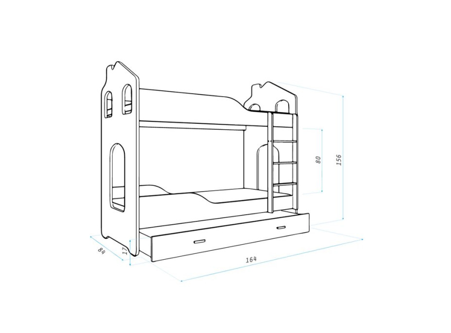 Detská Domčekové poschodová posteľ Dominik Y - 160x80 cm - POLÍCIA