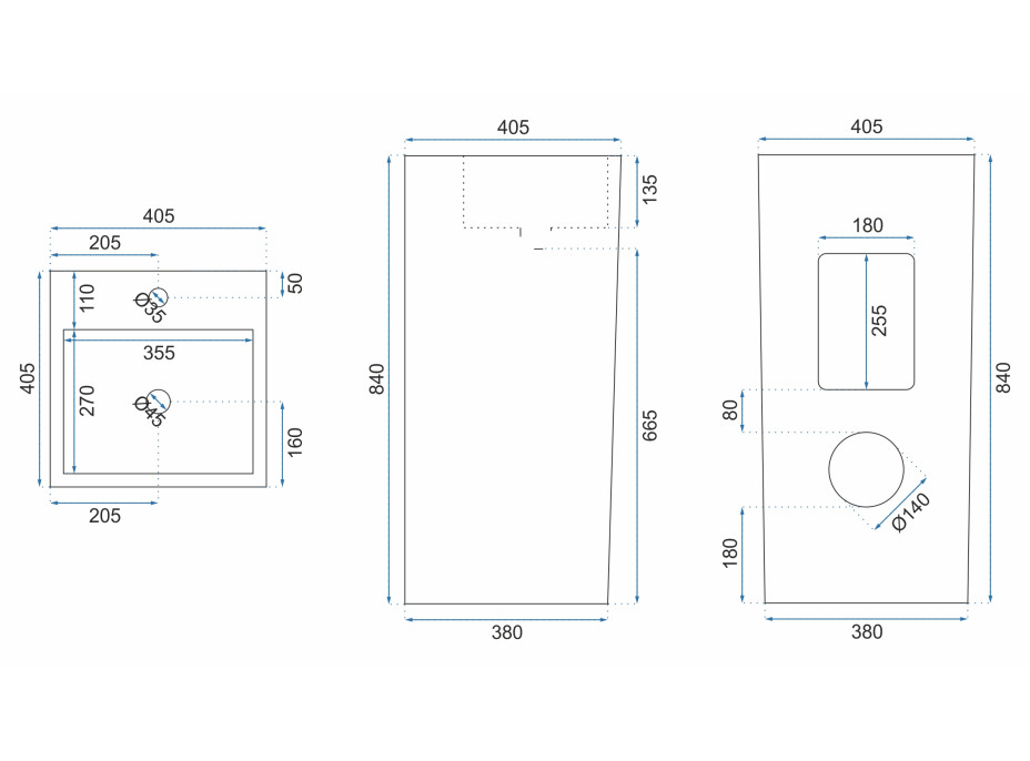 Keramické voľne stojace umývadlo MAXMAX Rea MIA - čierne lesklé