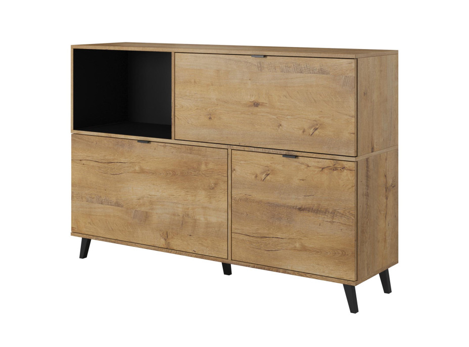 Komoda STEM 1 - dub lefkas / čierna - 150x45x100 cm