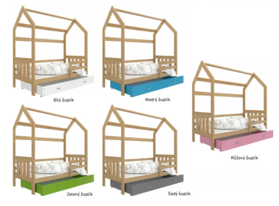 Detská Domčekové posteľ DOMČEK P - 160x80 cm - borovica