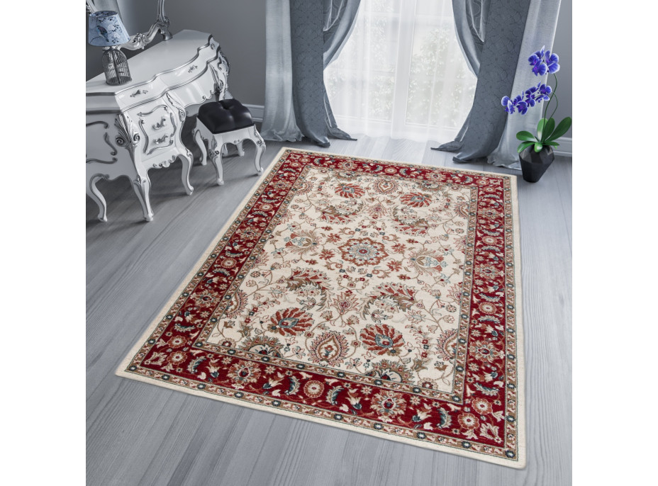 Kusový koberec DUBAI kilim - biely/červený