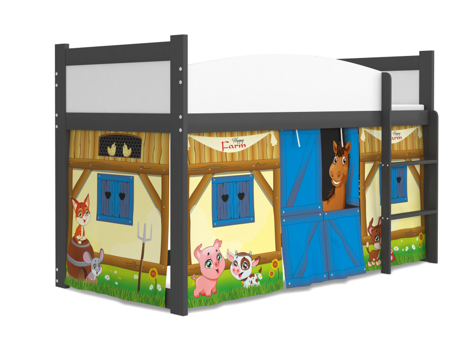 Vyvýšená detská posteľ TWISTER 184x80 cm - Farma