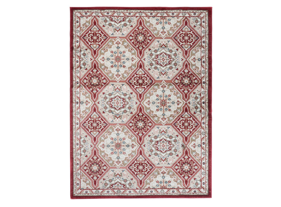 Kusový koberec DUBAI sari - červený / béžový