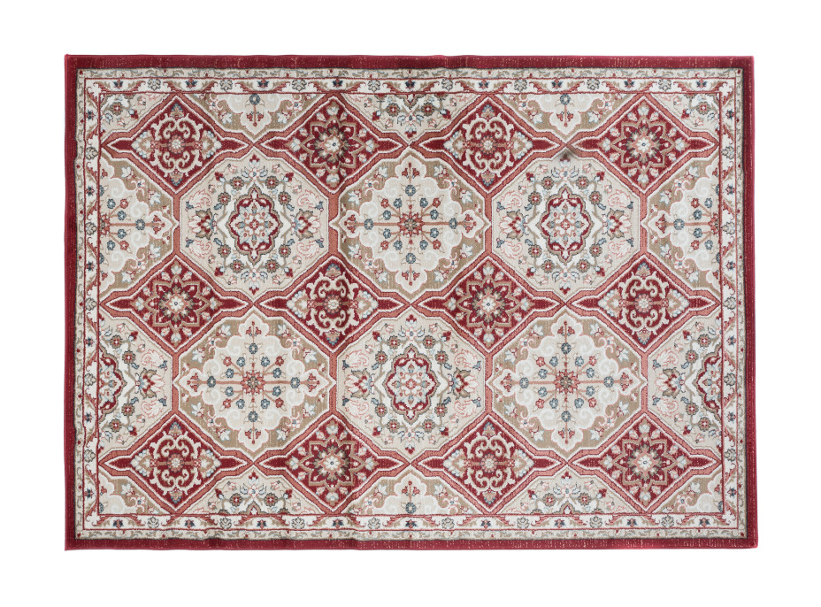 Kusový koberec DUBAI sari - červený / béžový