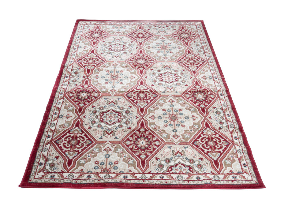 Kusový koberec DUBAI sari - červený / béžový