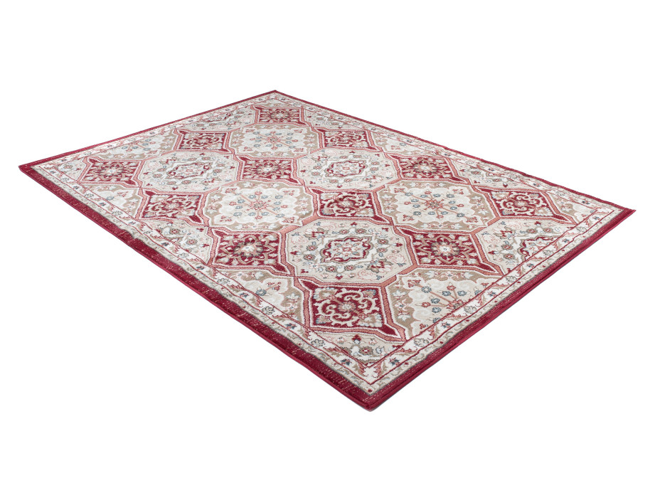 Kusový koberec DUBAI sari - červený / béžový