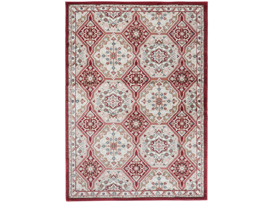 Kusový koberec DUBAI sari - červený / béžový