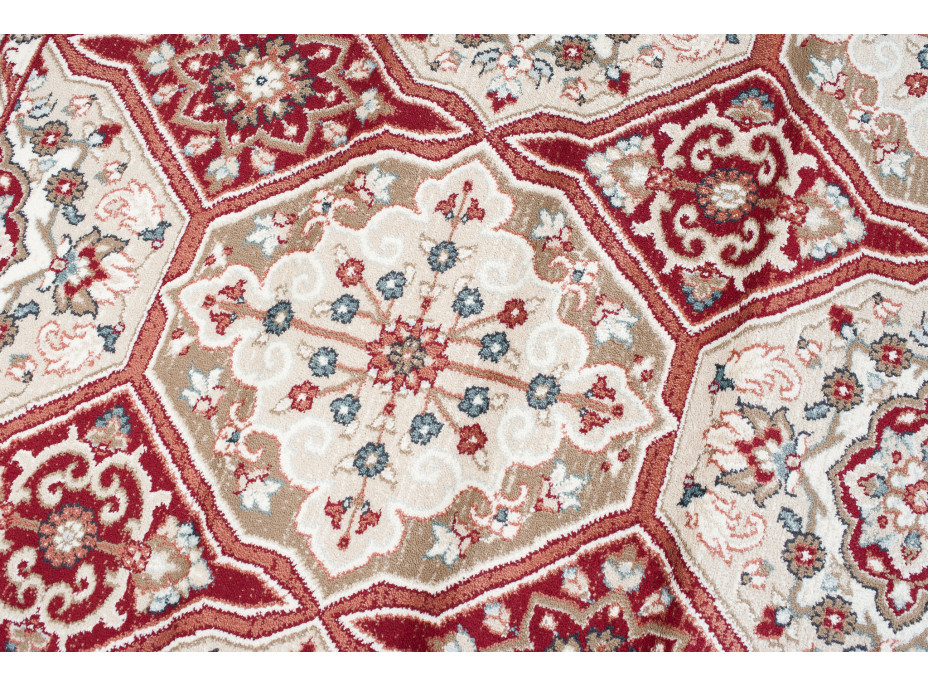 Kusový koberec DUBAI sari - červený / béžový