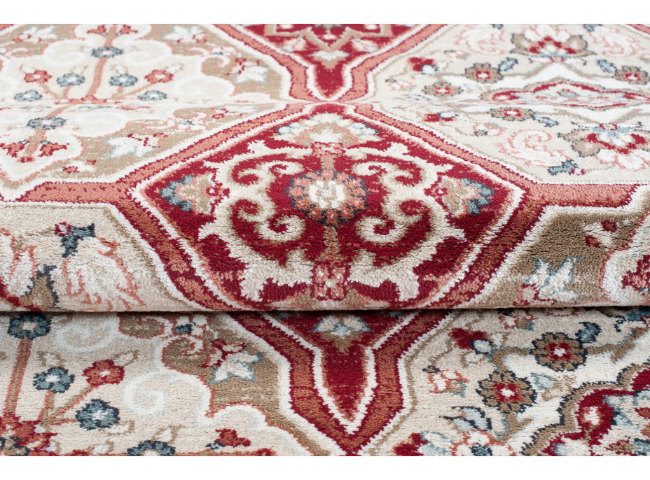 Kusový koberec DUBAI sari - červený / béžový