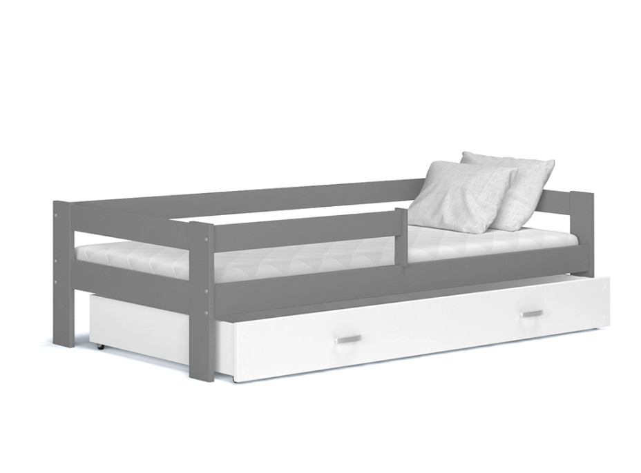 Detská posteľ so zásuvkou HUGO V - 160x80 cm - bielo / šedá