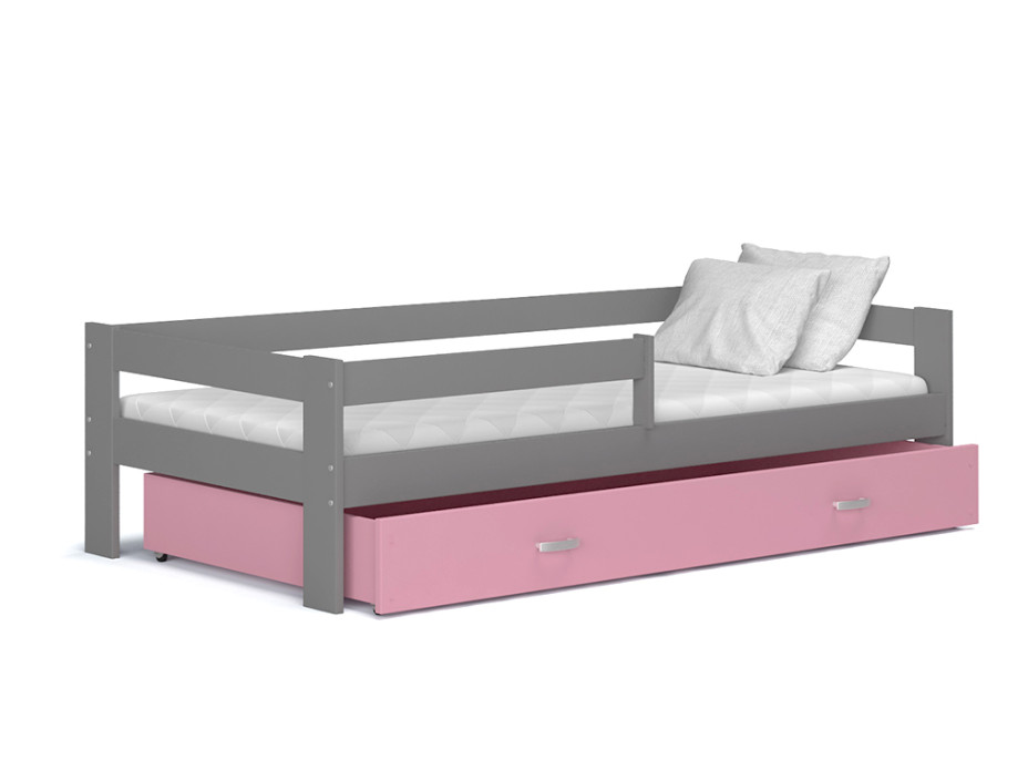 Detská posteľ so zásuvkou HUGO V - 160x80 cm - ružovo-šedá