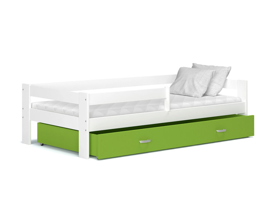 Detská posteľ so zásuvkou HUGO V - 160x80 cm - zeleno-biela