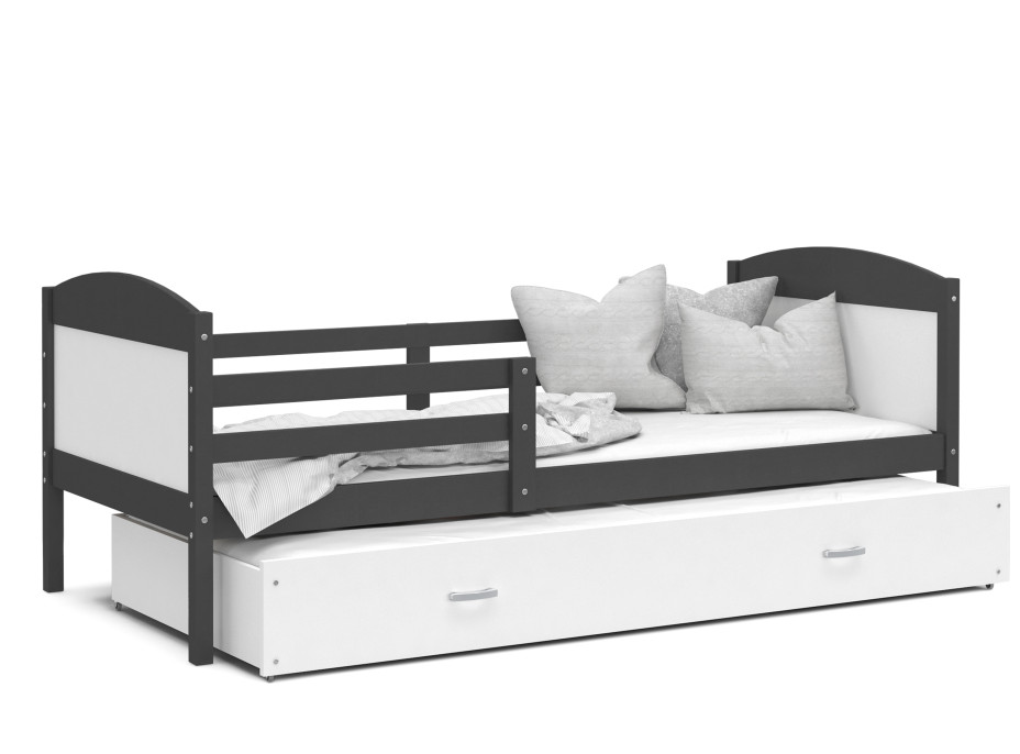 Detská posteľ s prístelkou MATTEO 2 - 190x80 cm - bielo-šedá