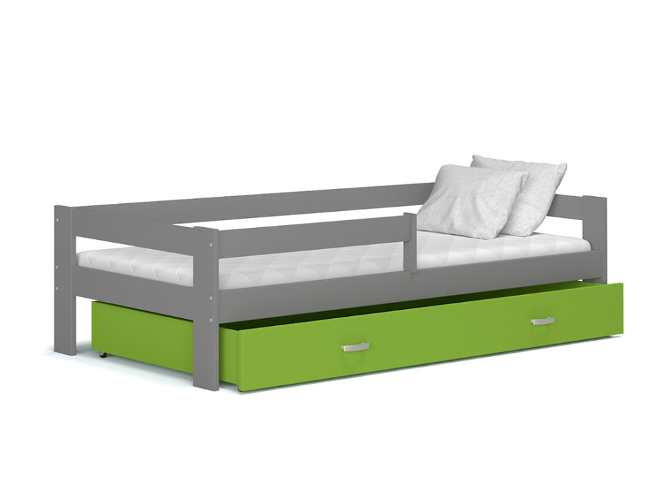 Detská posteľ so zásuvkou HUGO V - 160x80 cm - zeleno-šedá