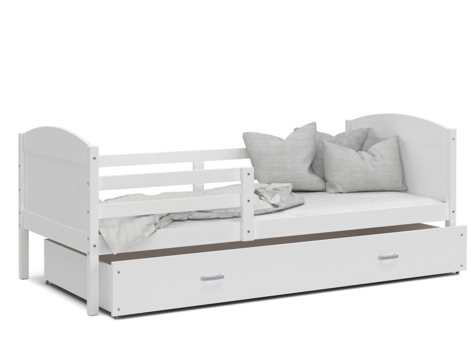 Detská posteľ so zásuvkou MATTEO - 190x80 cm - biela