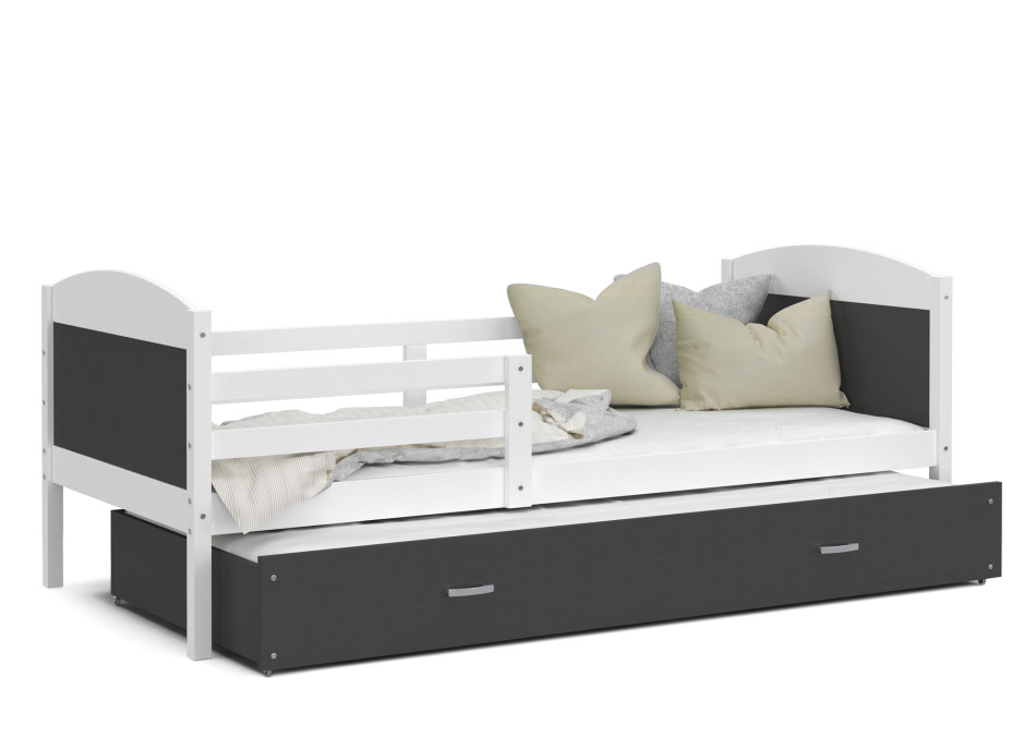 Detská posteľ s prístelkou MATTEO 2 - 200x90 cm - šedo-biela