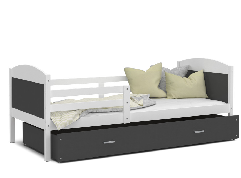 Detská posteľ so zásuvkou MATTEO - 160x80 cm - šedo-biela
